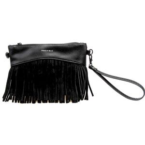 Pixie Mood Black Wristlet/Clutch with Fringe